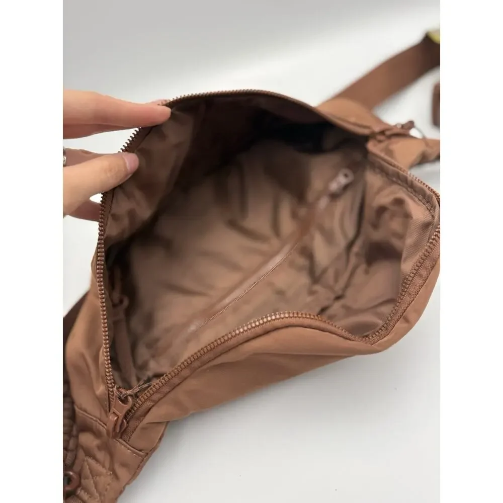 BÉIS Brown Nylon Sport Pack Belt Bag Crossbody Fanny Pack with Braided Rope
